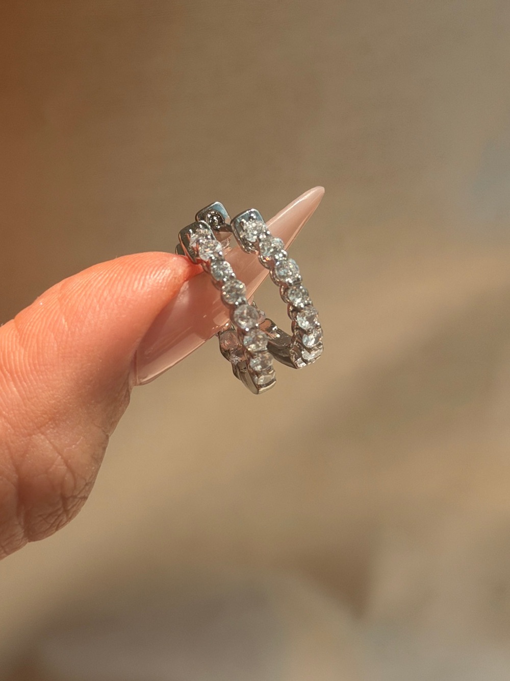 diamond hoop earrings - Picture 4 of 4